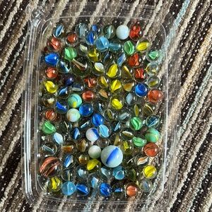 Almost 100 Colorful Glass Vintage Marbles